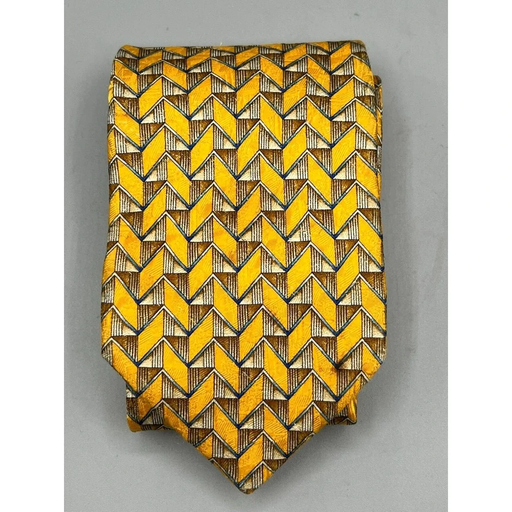 ERMENEGILDO ZEGNA Men's Silk Necktie ITALY Designer‎ Geometric L: 59.5